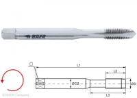 HSSE Maschinengewindebohrer Form B - M 4 x 0.7 - LINKS - DIN 371