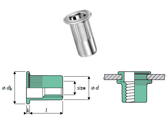 Q-Nut Blindnietmutter Aluminium FK M4 offen