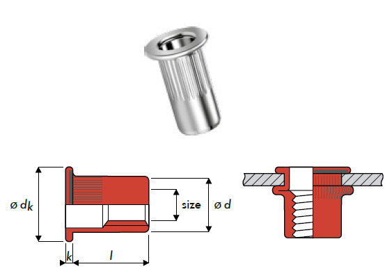 Q-Nut Blindnietmutter Edelstahl A2 FK M8 offen