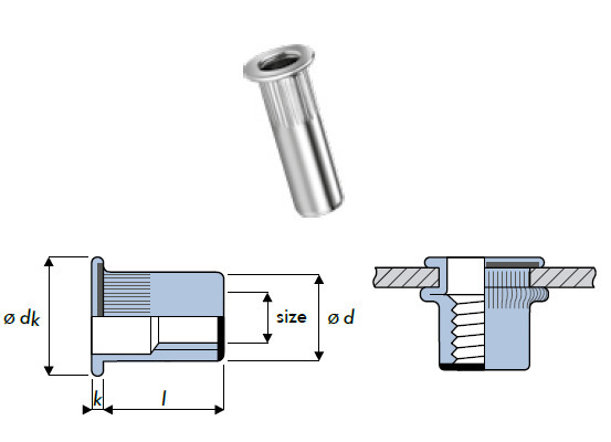 Q-Nut Blindnietmutter Stahl FK M8 geschlossen