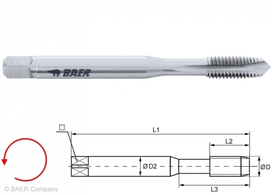 HSSE Maschinengewindebohrer Form B - M 7 x 1.0 - LINKS - DIN 371