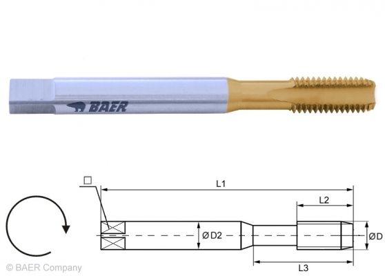 HSSE-TiN Maschinengewindebohrer Form C - M 9 x 1.25 - DIN 371 Hohe Standzeit