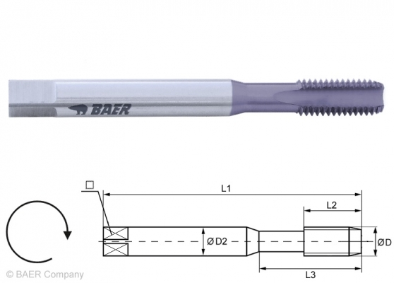 HSSE-TiCN Maschinengewindebohrer Form C - M 10 x 1.5 - DIN 371 Guss