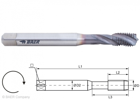HSSE-PM-TiAlN Gewindebohrer 35&#176; RSP - M 5 x 0.8 - DIN 371 Edelstahl