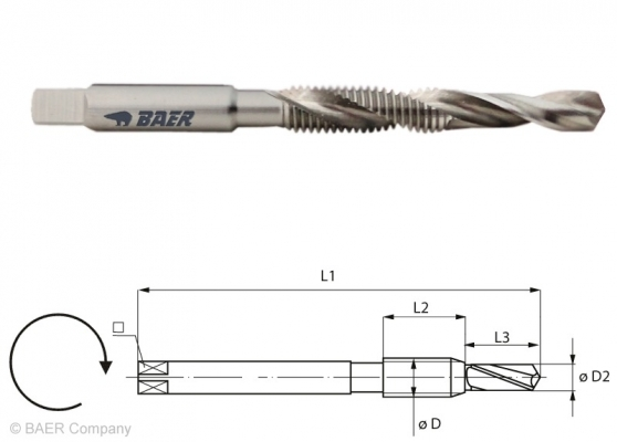 HSSE Kombi-Maschinengewindebohrer M 5 x 0.8