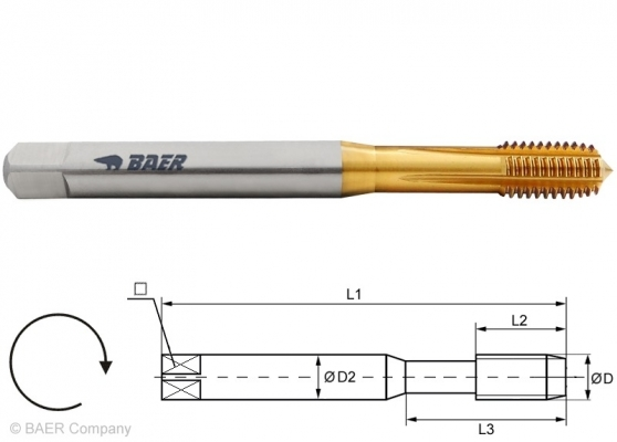 HSSE-TIN Former M 3.5 x 0.6 - DIN 371 mit Schmiernut